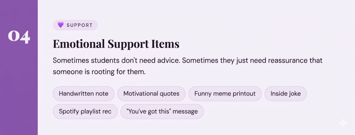 Emotional support for exam preps