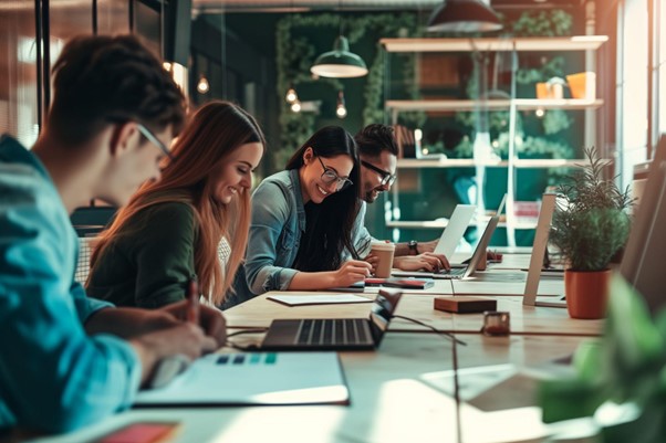 A group of colleagues who work and study