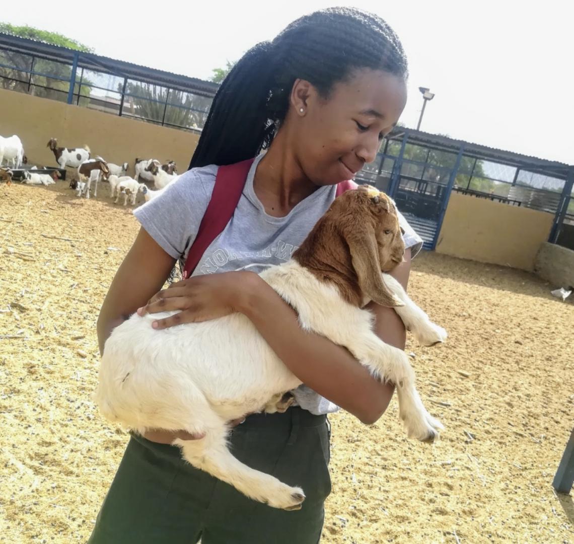 Khutso with a baby goat