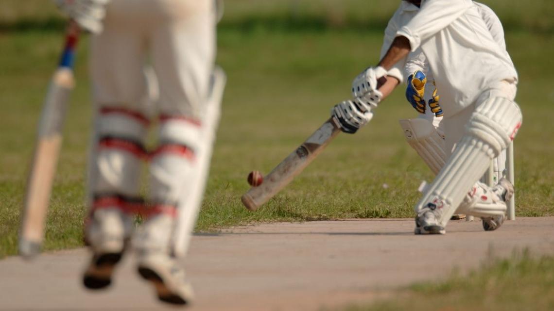 Playing friendly cricket match