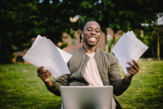 Student getting a postgrad bursary