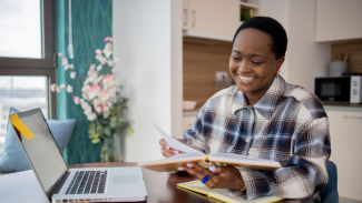 Distance learning student finishing their postgrad degree.
